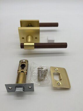 Goldenwarm Interior Passage Door Handle Set With Wood Grain Finish Zinc Alloy Co